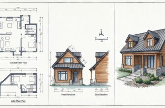 Проект дома 100 м² с мансардой: планы этажей и фасады